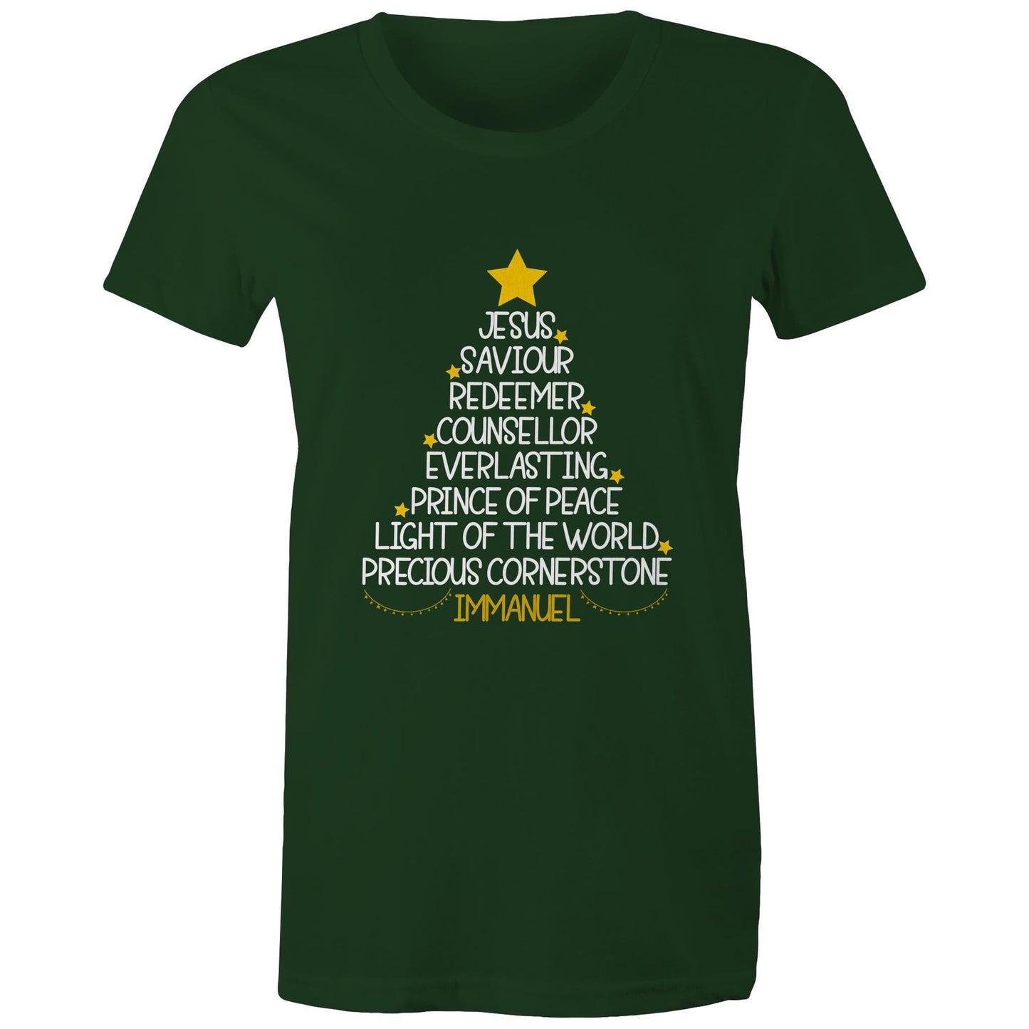 Christmas Tree - Names of Jesus from Isaiah - Women's T-Shirt