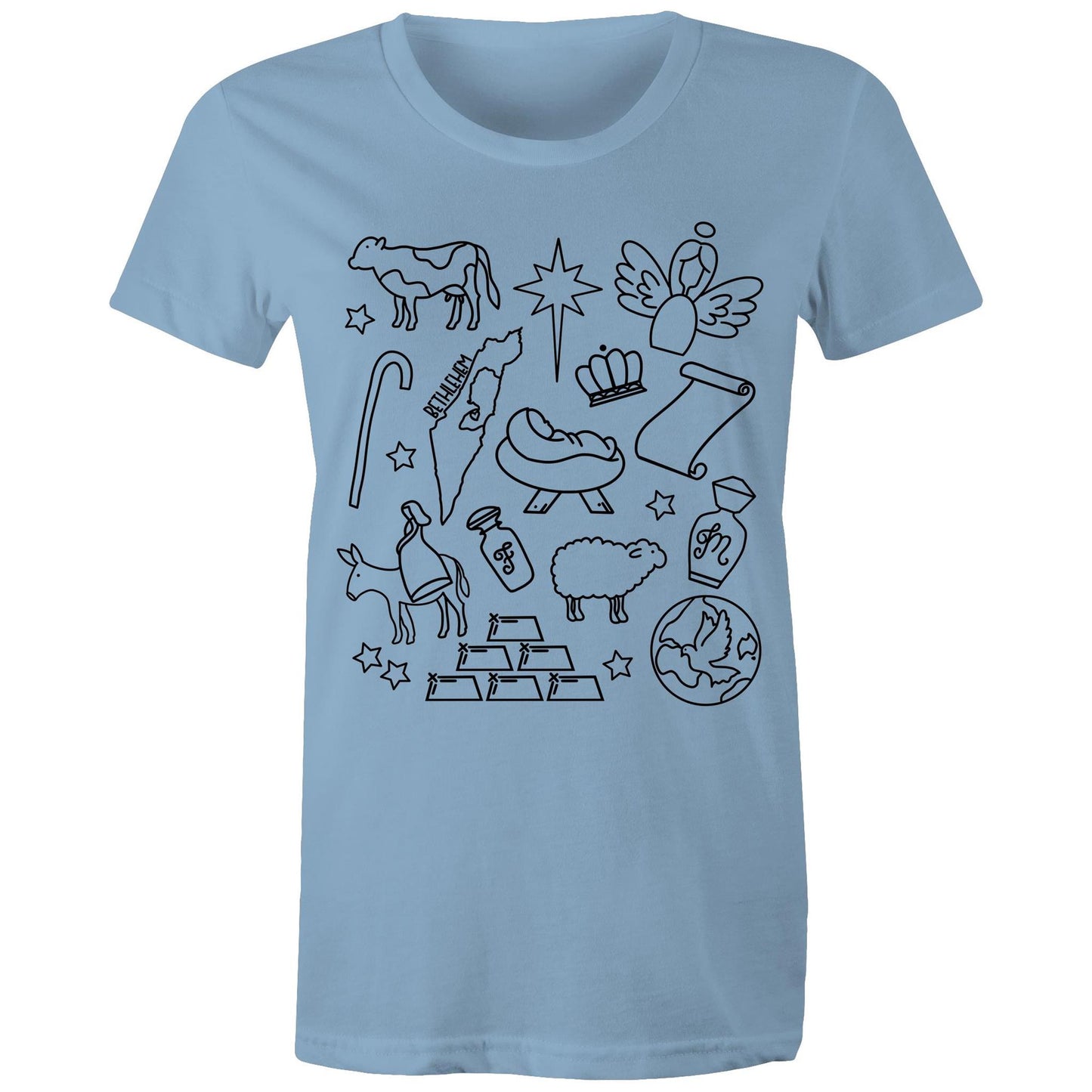 Christmas Nativity Sketch Women's Tshirt