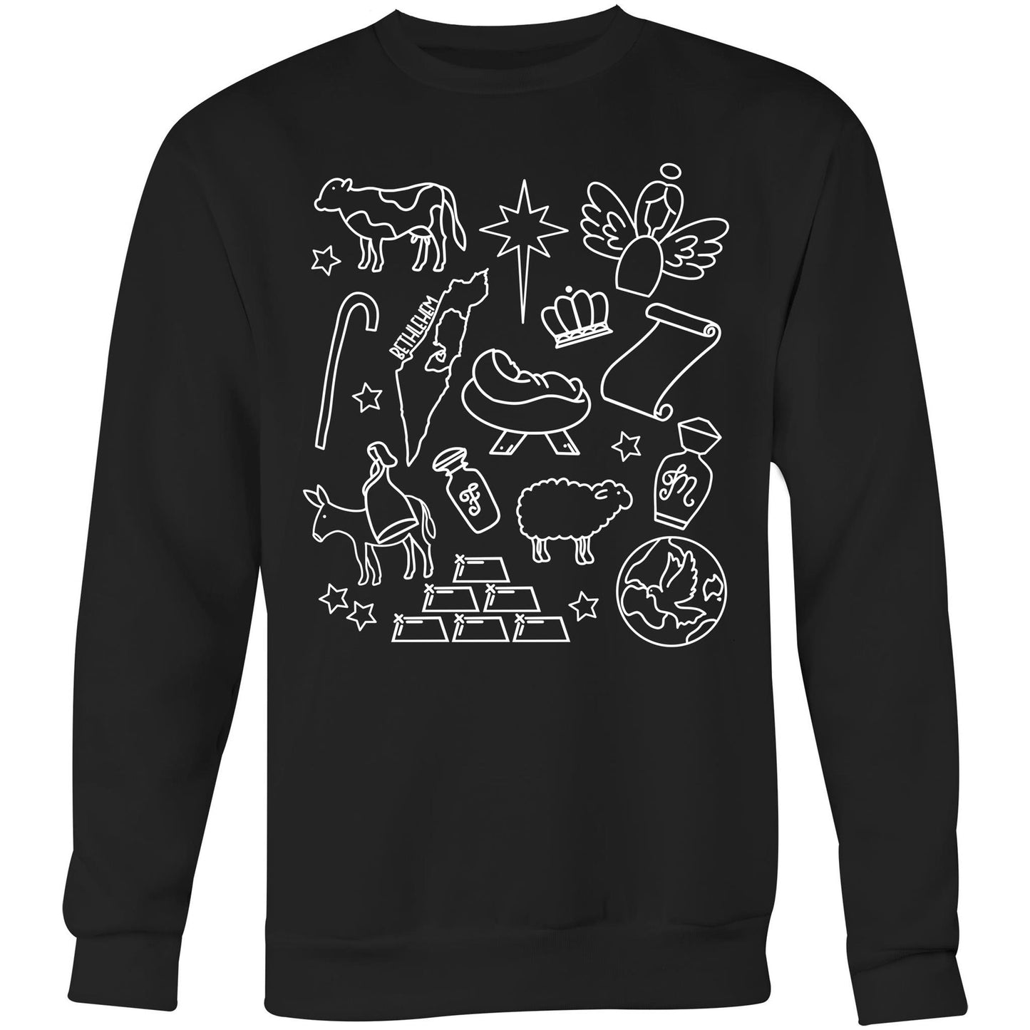 Christmas Nativity Sketch Crew Sweater
