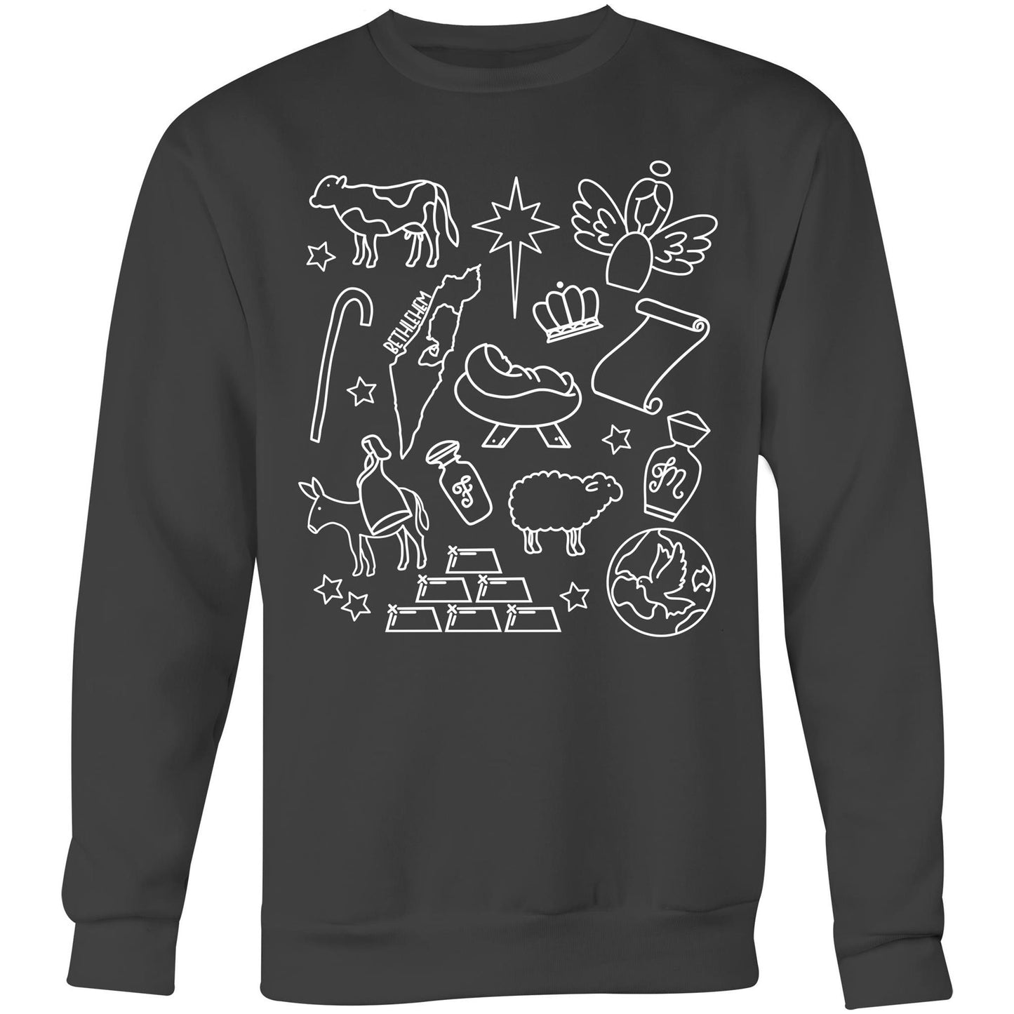 Christmas Nativity Sketch Crew Sweater