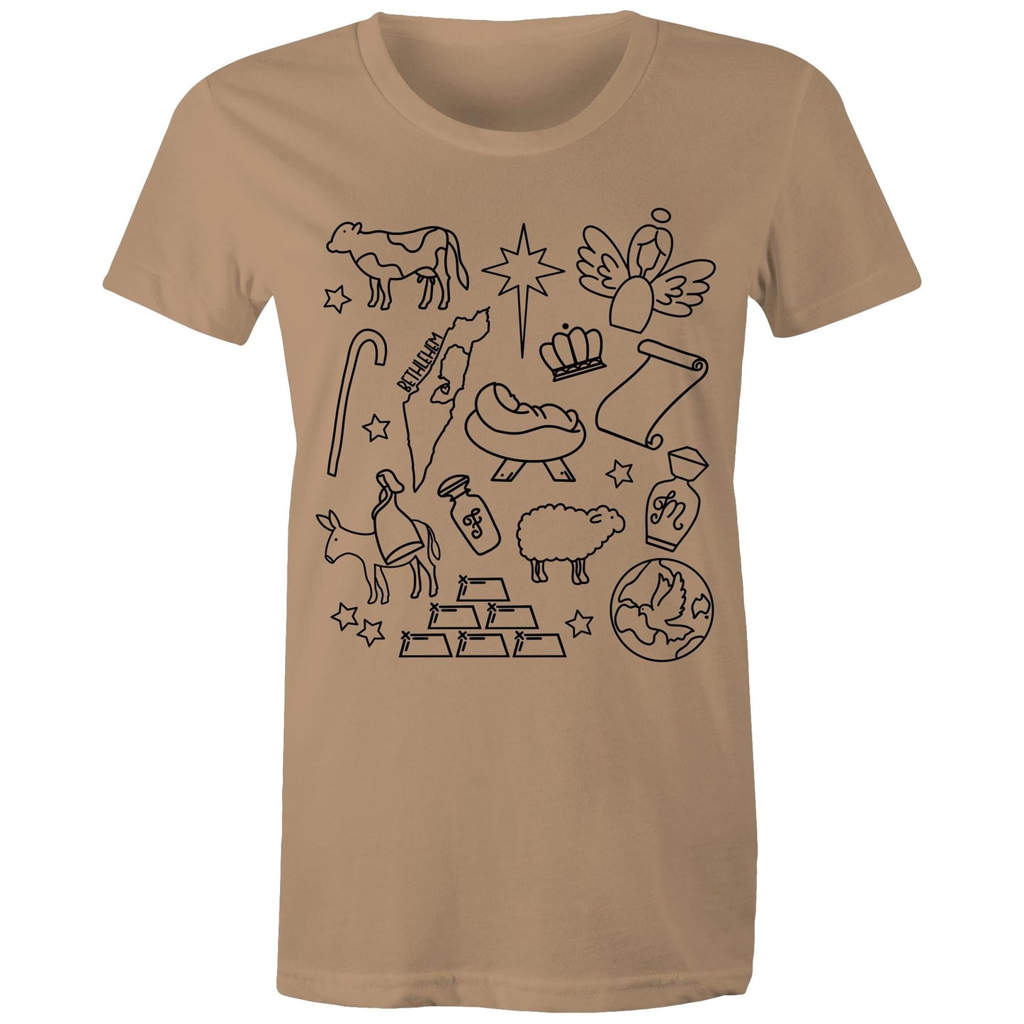 Christmas Nativity Sketch Women's Tshirt