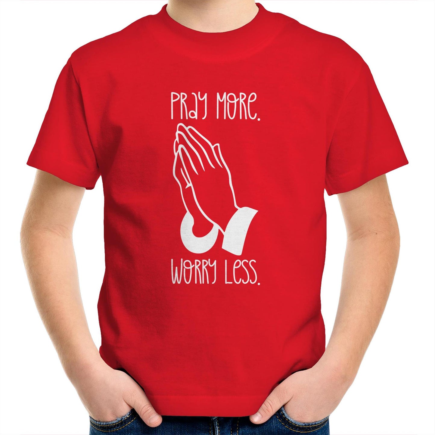 Pray More. Worry Less. Kids & Youth T-Shirt