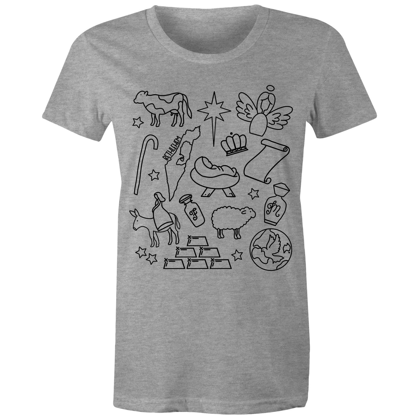 Christmas Nativity Sketch Women's Tshirt