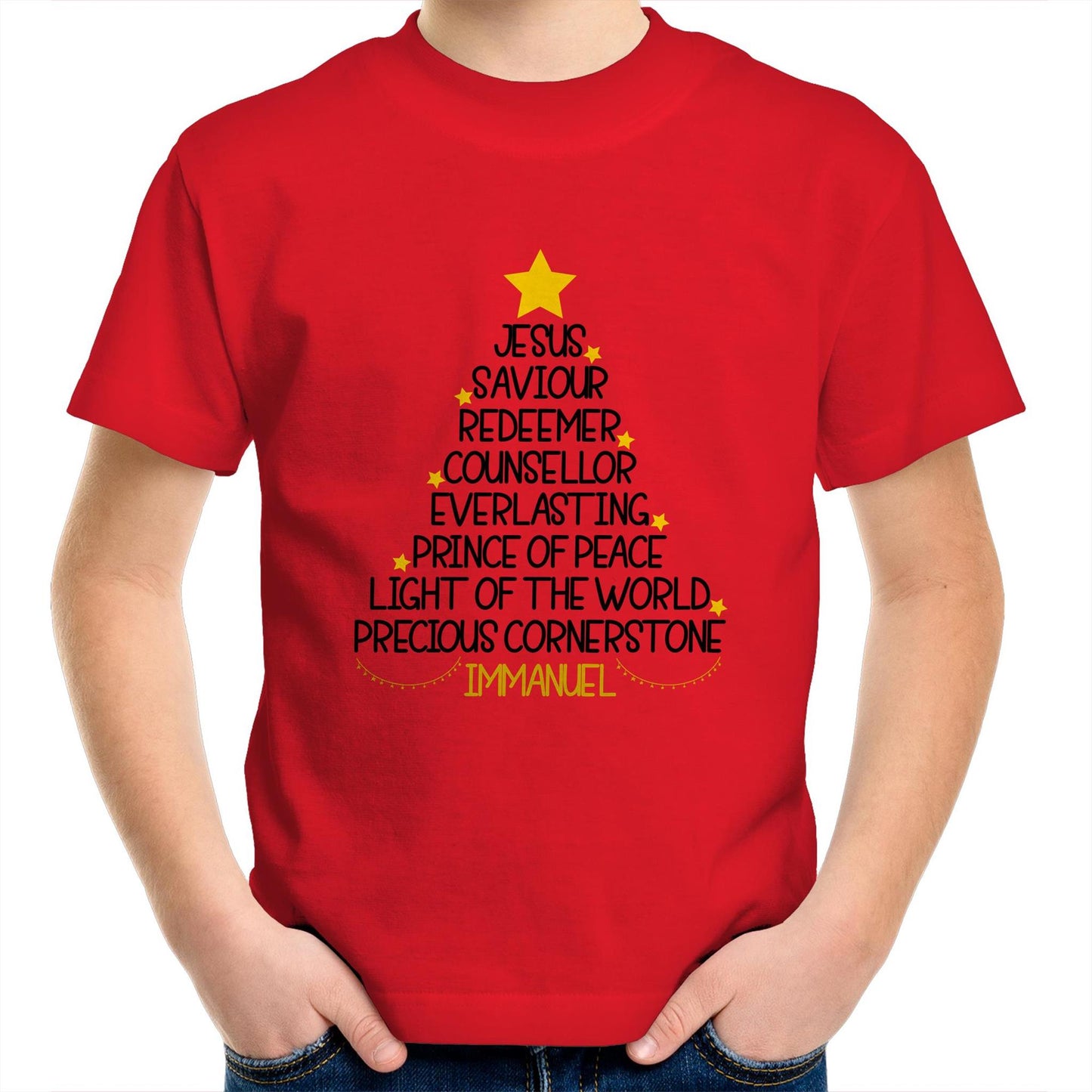 Christmas Tree - Names of Jesus from Isaiah - Kids T-Shirt