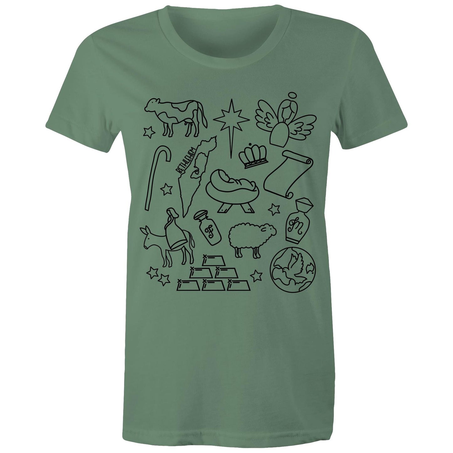 Christmas Nativity Sketch Women's Tshirt