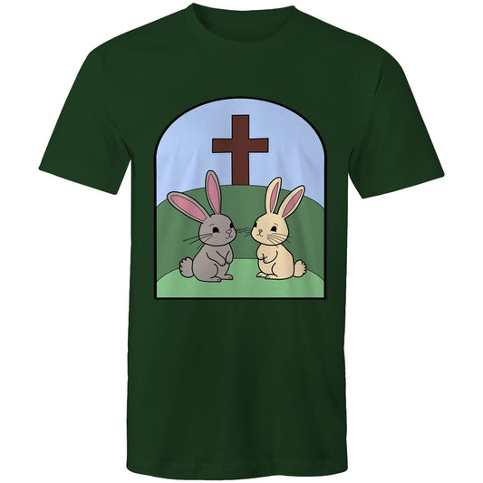 Easter Rabbits at the Cross Christian Mens TShirt