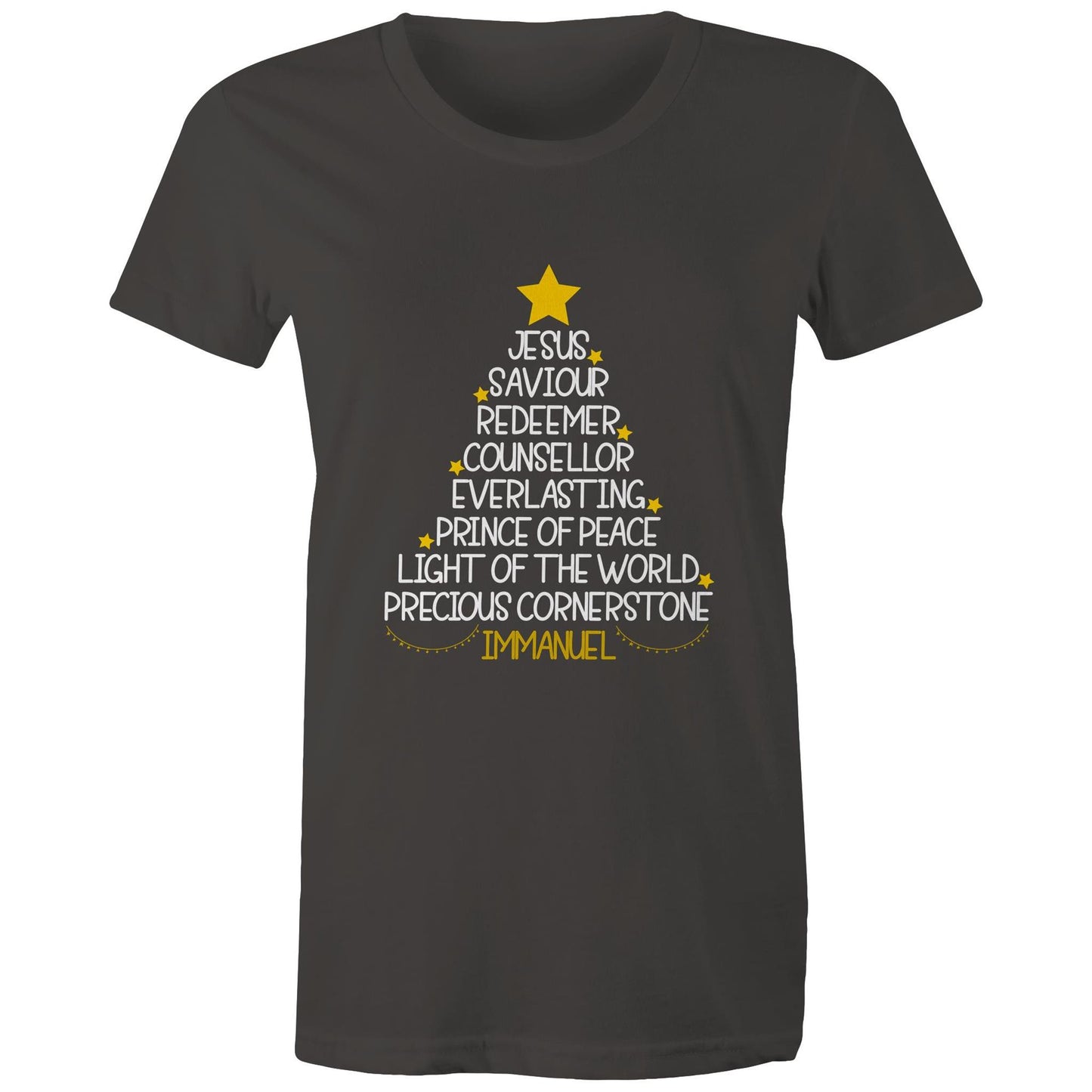 Christmas Tree - Names of Jesus from Isaiah - Women's T-Shirt