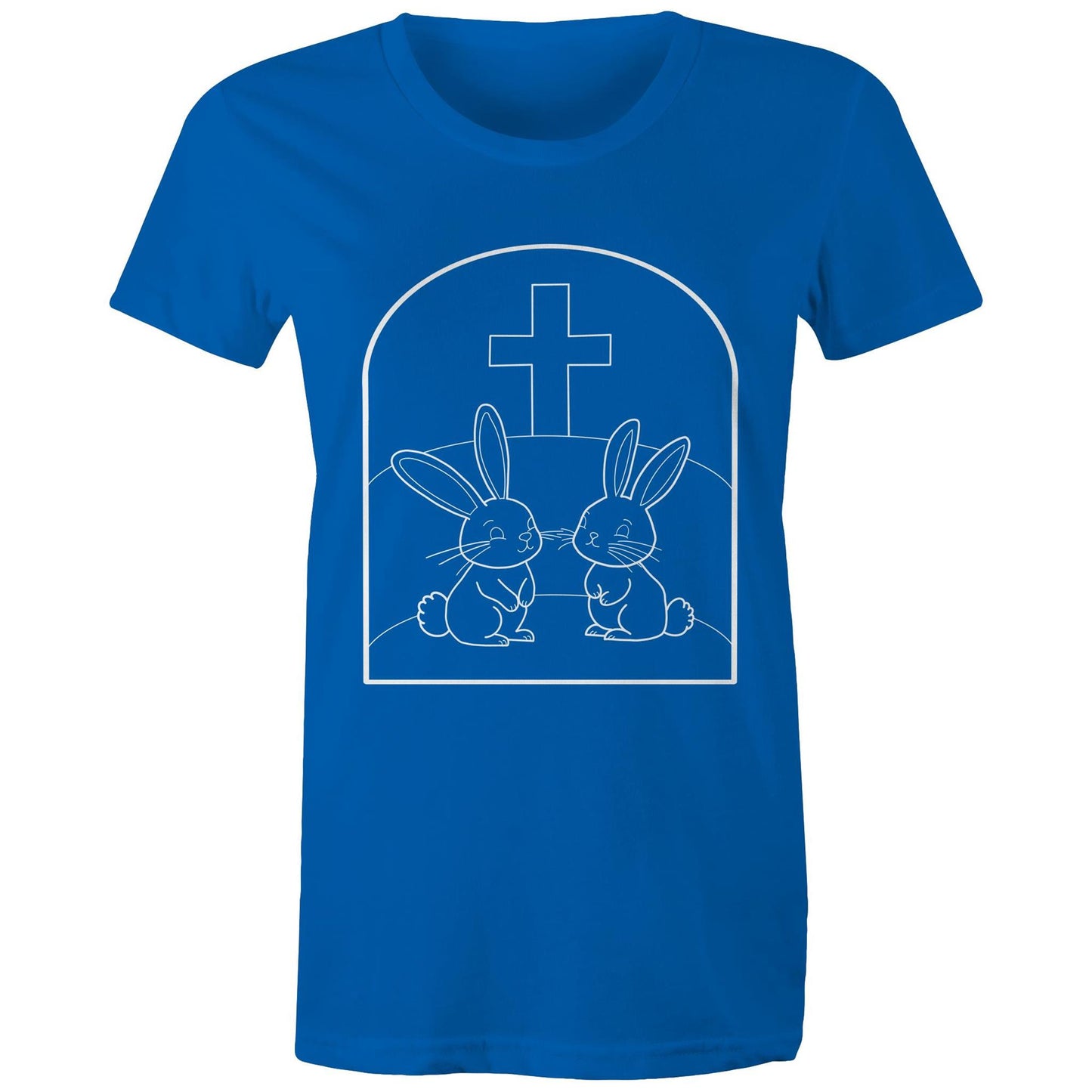 Easter Rabbits at the cross Christian Women's Tee