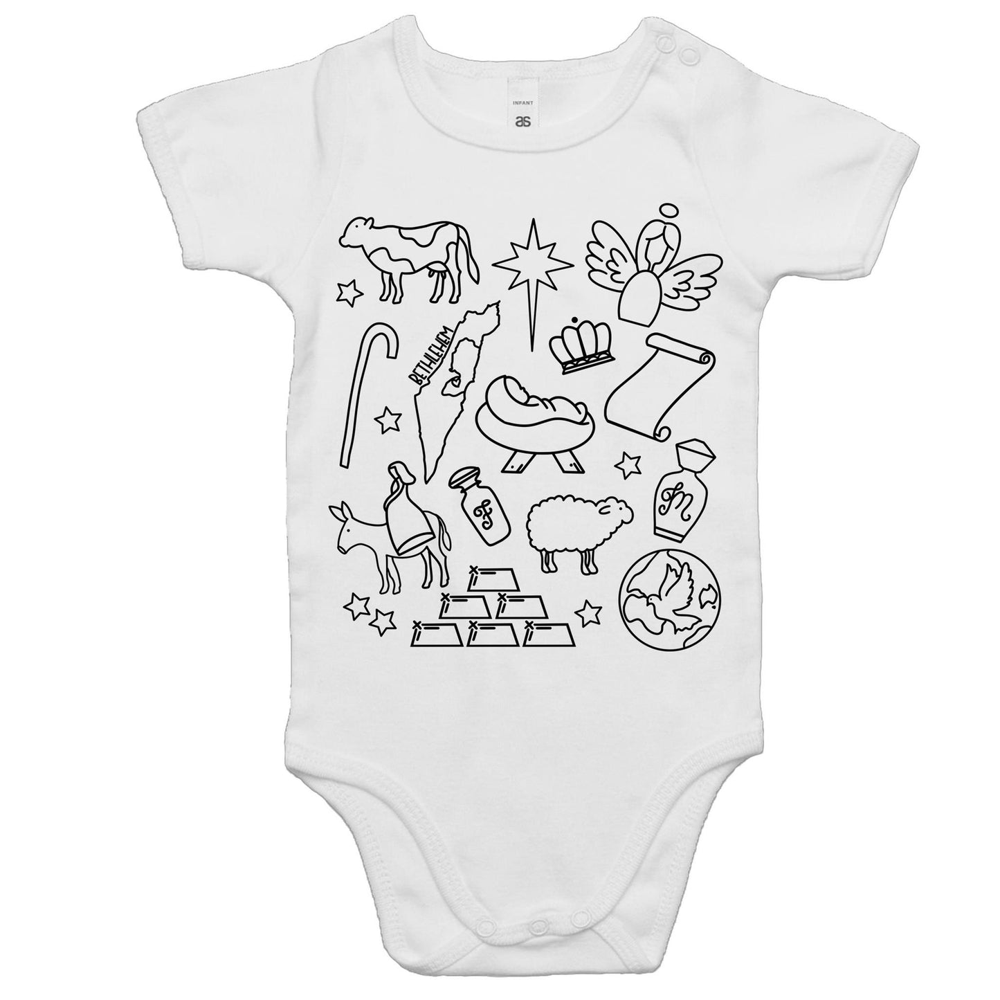 Christmas Nativity Sketch Baby Onesie Romper