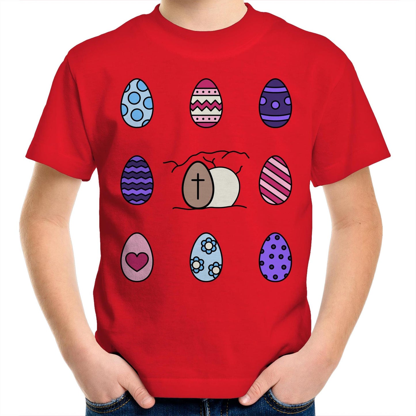 Easter Eggs and Jesus' Tomb Bright Chrisitan Kids Youth T-Shirt