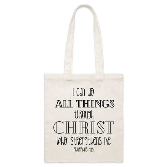 Through Christ Parcel Canvas Tote Bag