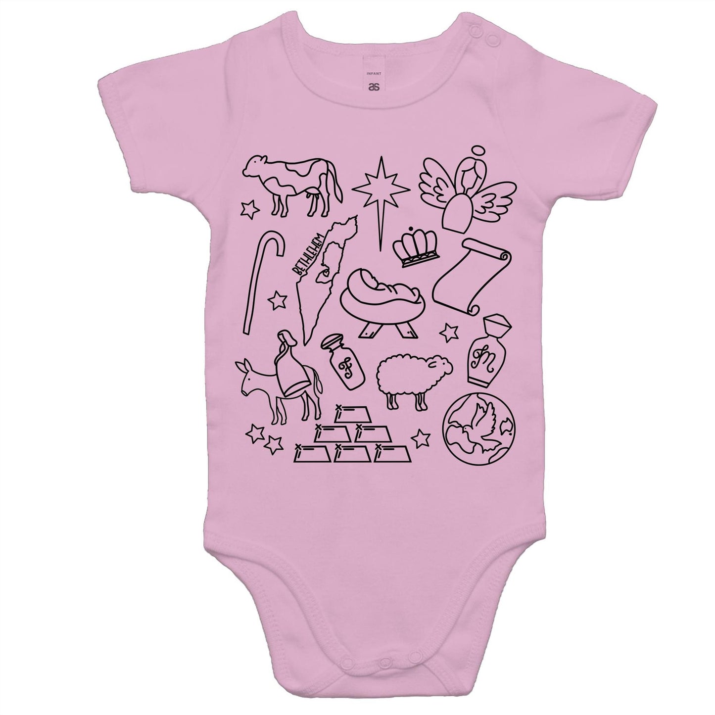 Christmas Nativity Sketch Baby Onesie Romper