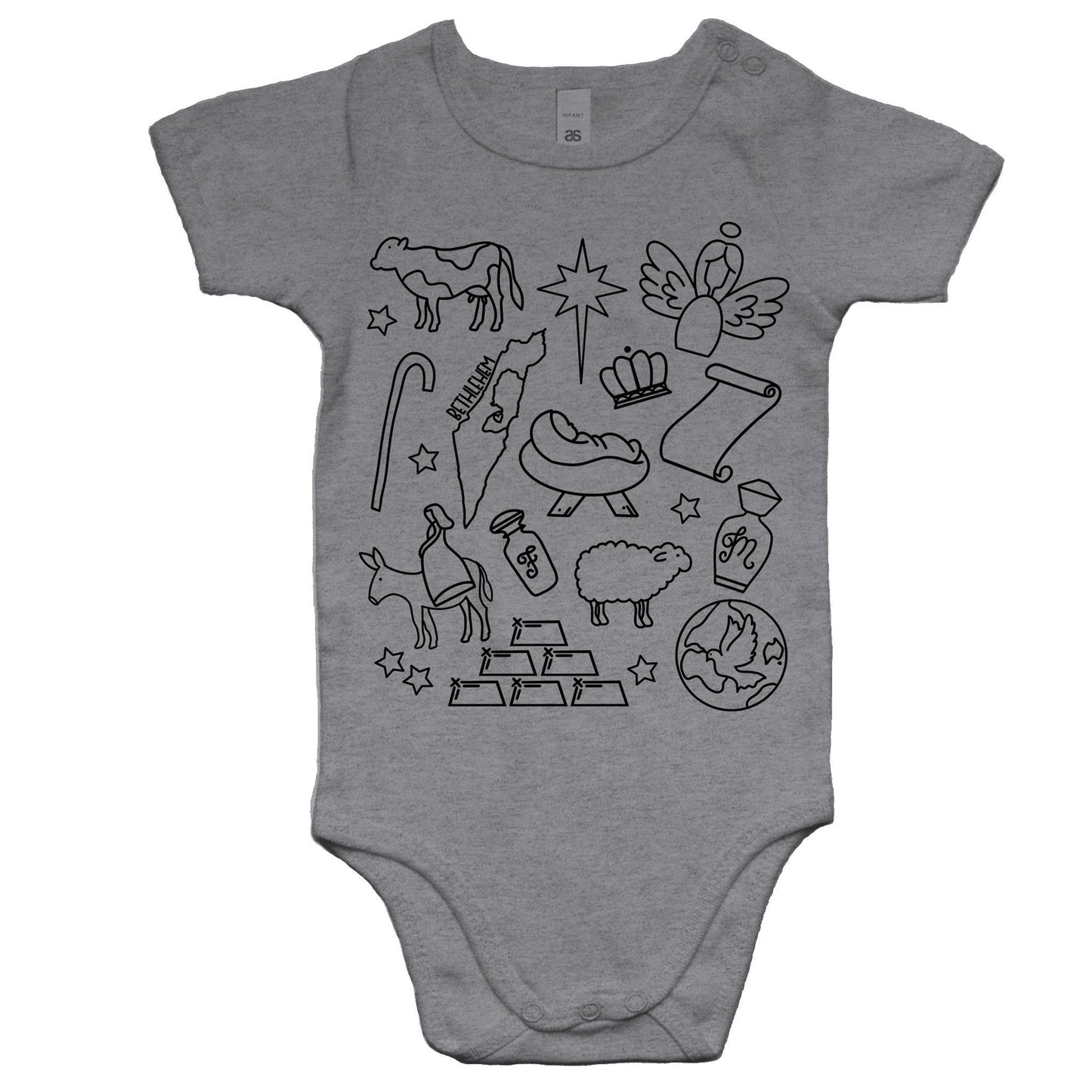 Christmas Nativity Sketch Baby Onesie Romper