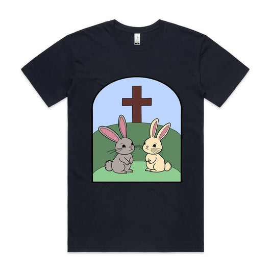 Easter Bunnies at the cross Mens Organic Tee