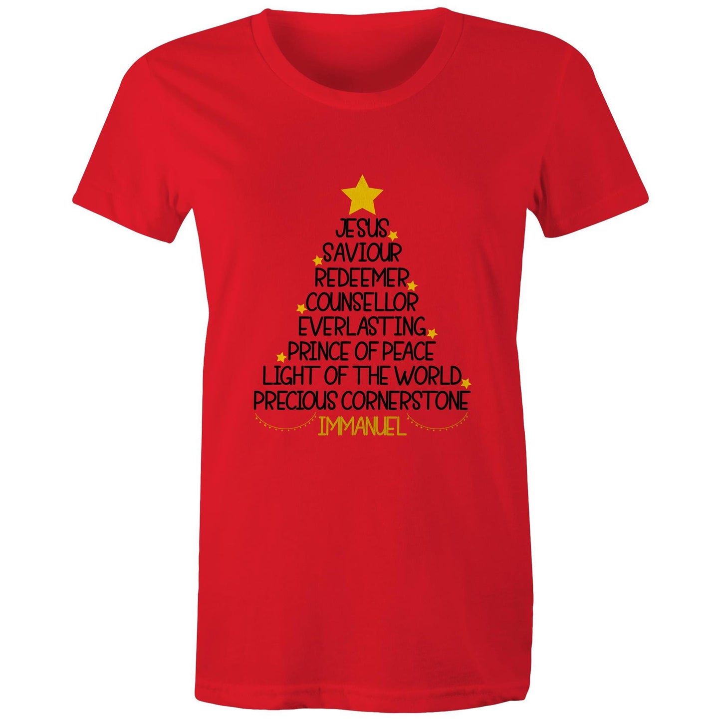 Christmas Tree - Names of Jesus from Isaiah - Women's T-Shirt