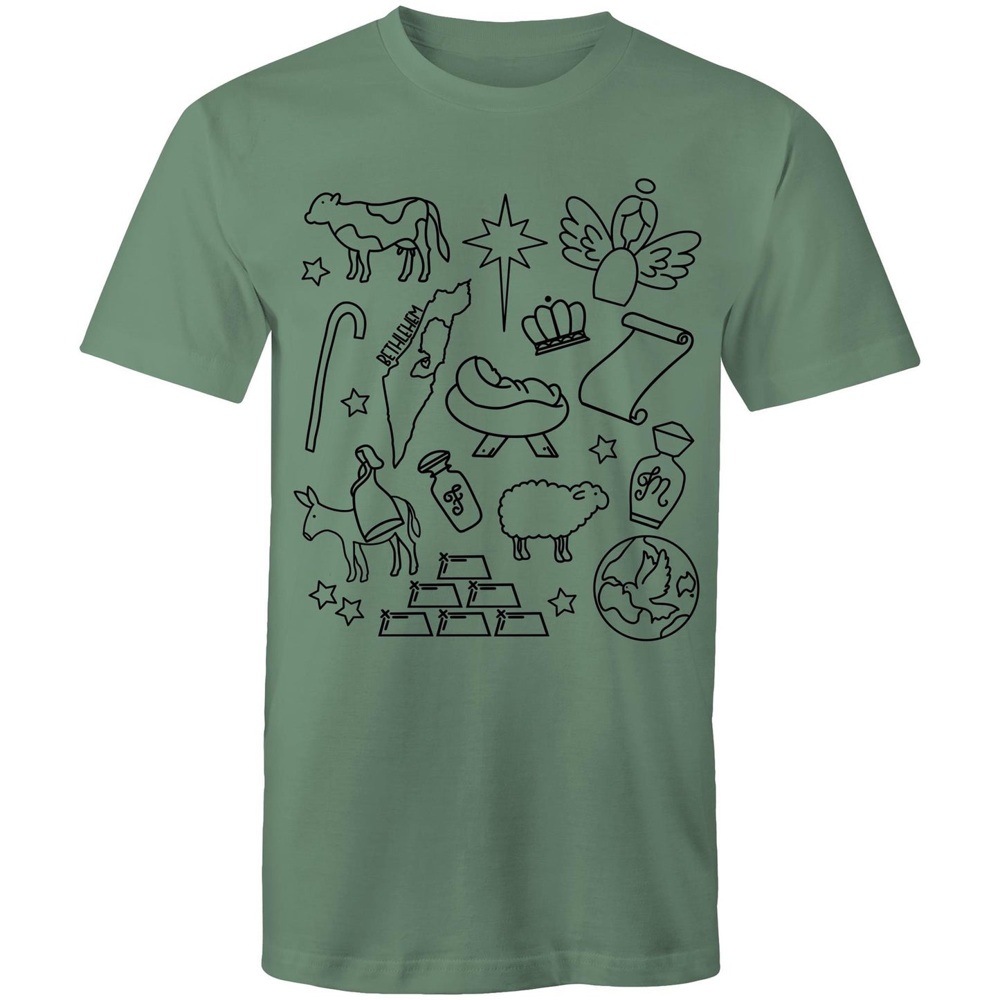 Christmas Nativity Sketch Men's Tshirt