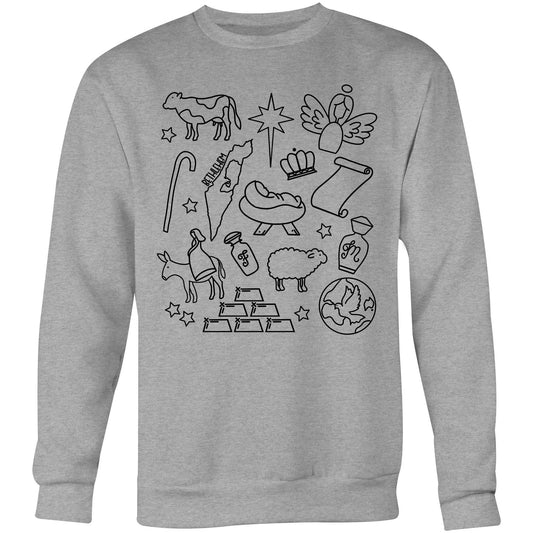 Christmas Nativity Sketch Crew Sweater