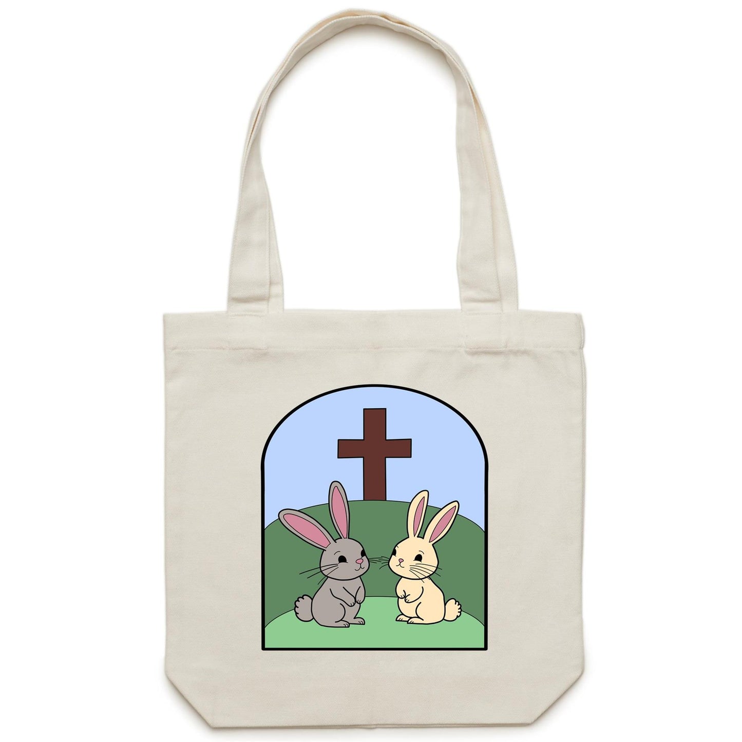 Easter Rabbit at the Cross Christian Canvas Tote Bag - Carrie