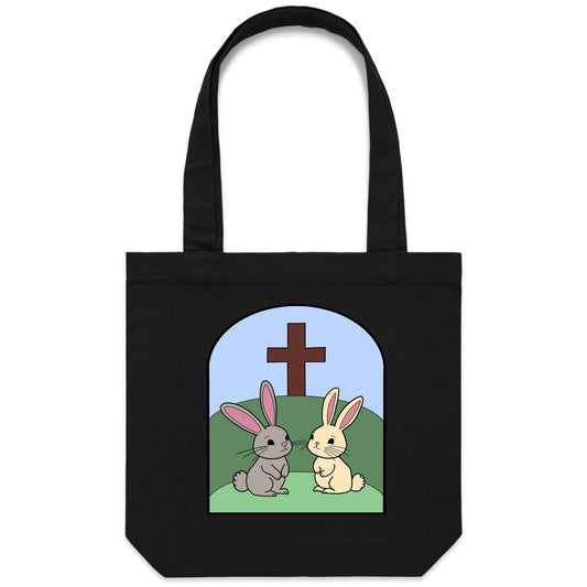 Easter Rabbit at the Cross Christian Canvas Tote Bag - Carrie