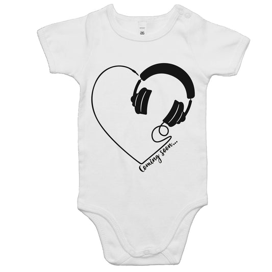 Headphones Baby Announcement Onesie