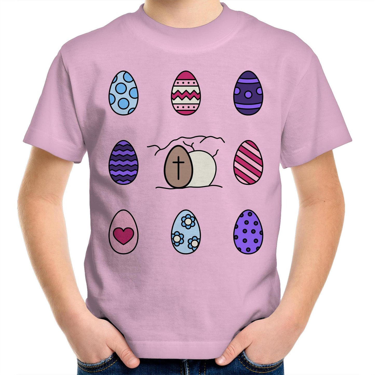 Easter Eggs and Jesus' Tomb Bright Chrisitan Kids Youth T-Shirt