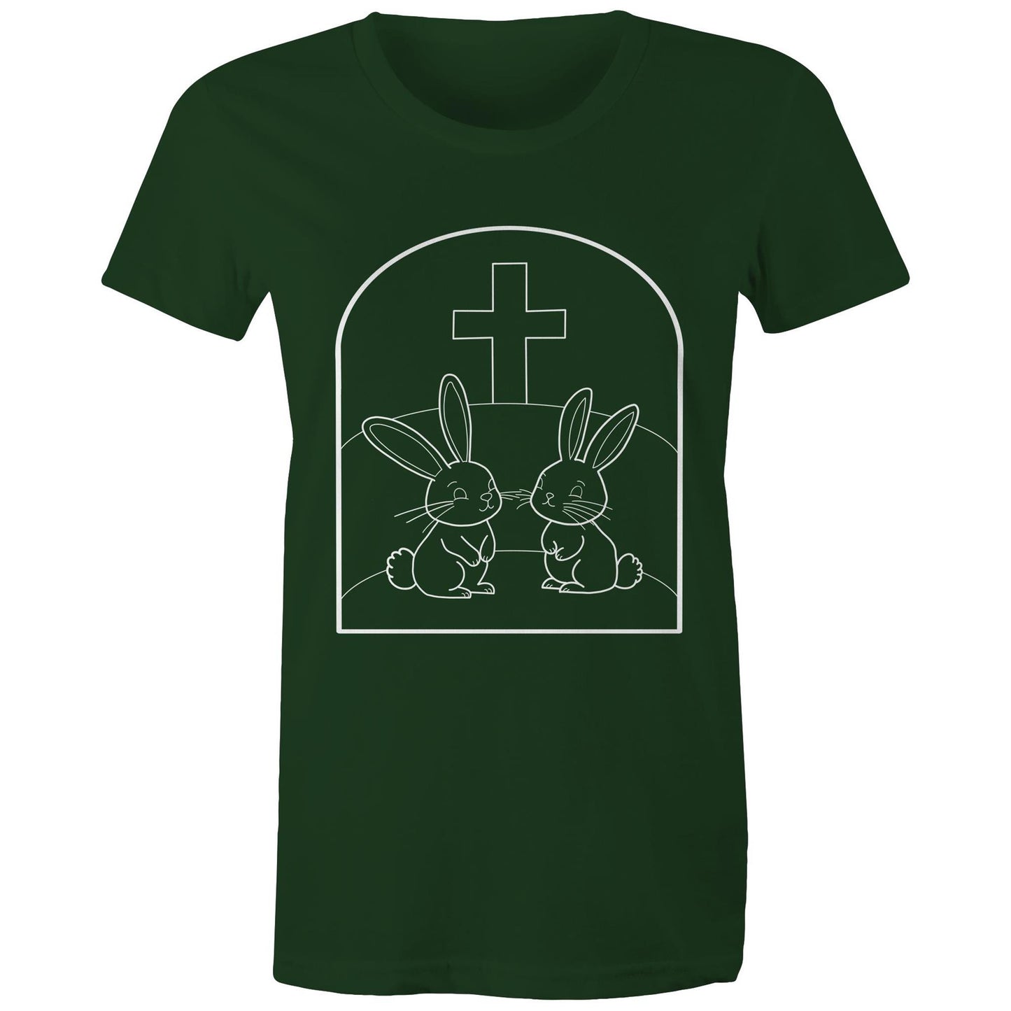 Easter Rabbits at the cross Christian Women's Tee