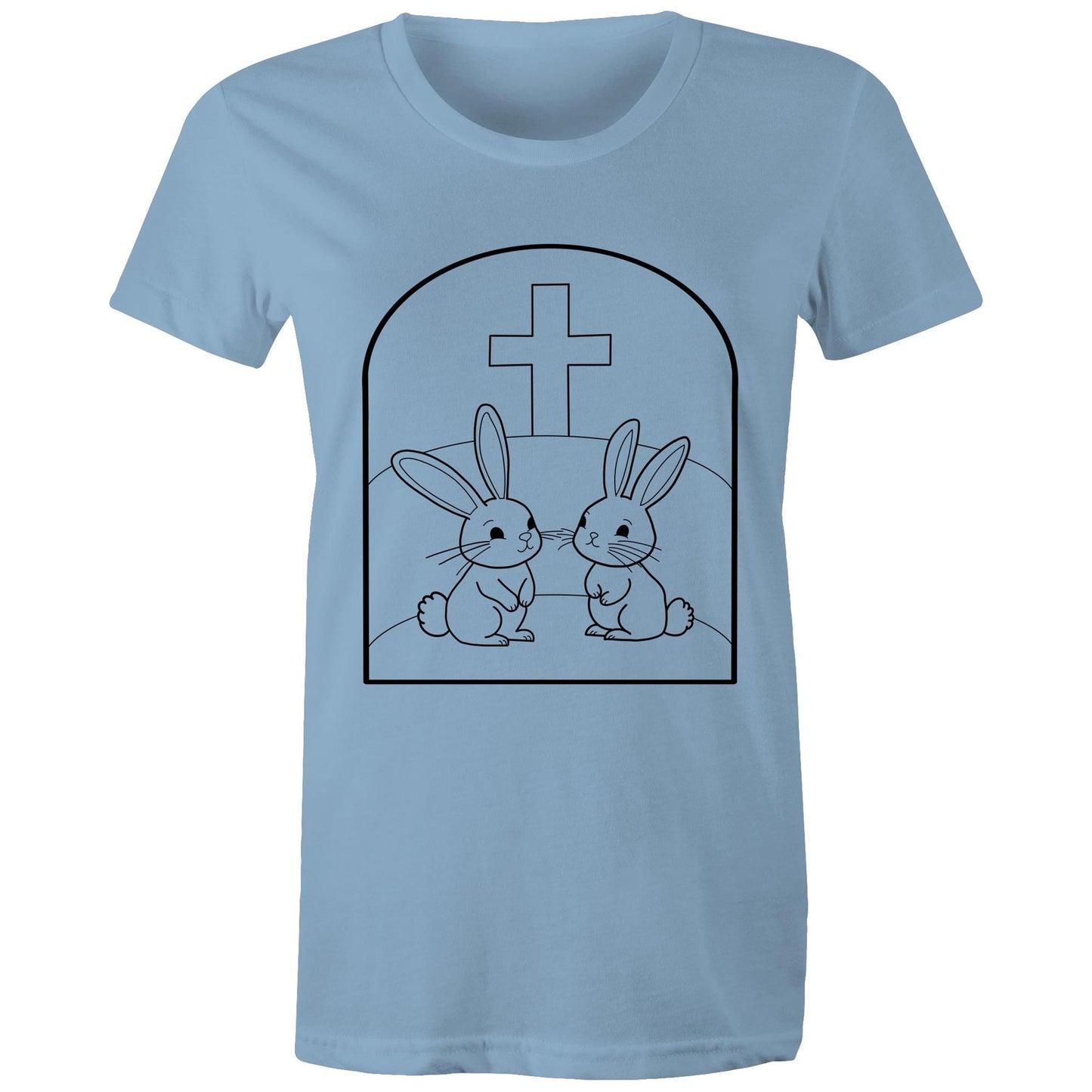 Easter Rabbits at the cross Christian Women's Tee