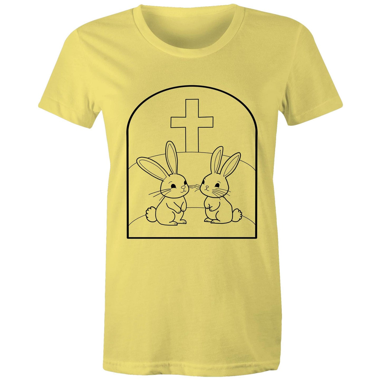 Easter Rabbits at the cross Christian Women's Tee