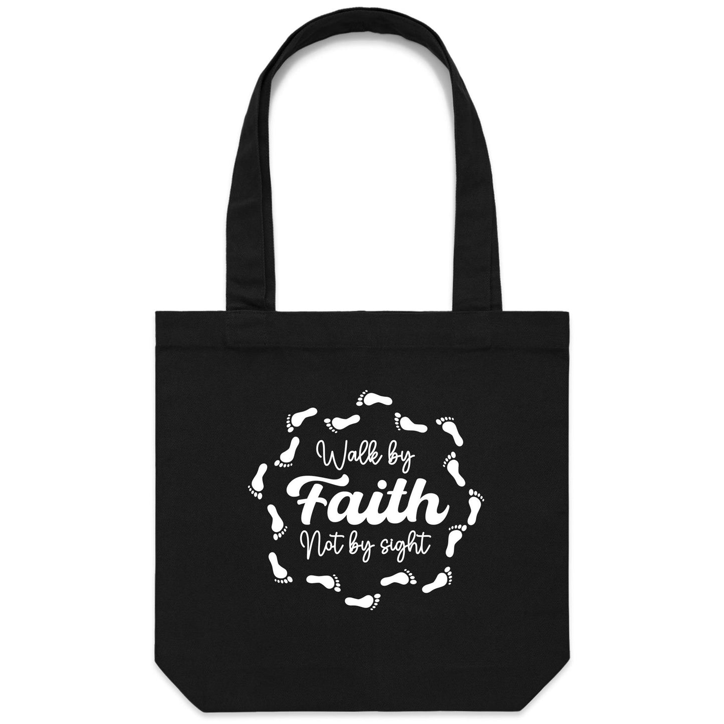 Walk by Faith Bible Verse Canvas Tote Bag (Carrie)