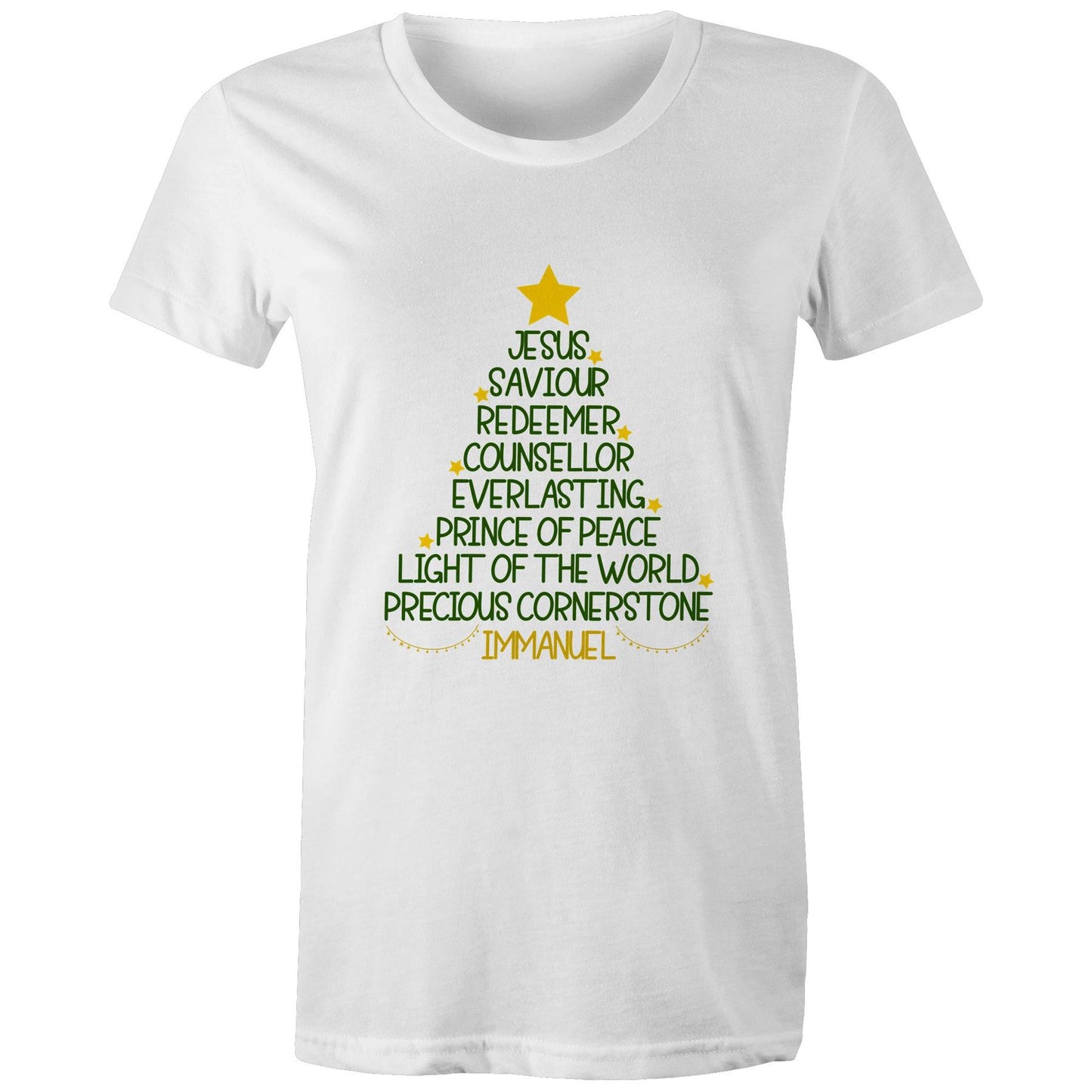 Christmas Tree - Names of Jesus from Isaiah - Women's T-Shirt